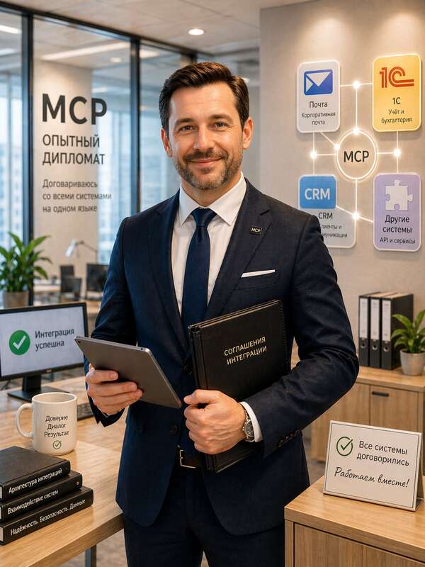 Интеграция ИИ-агентов через MCP с 
почтой, 1С, CRM и API